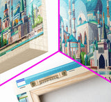 Grozny Russia Panoramic Travel Poster, Framed Canvas Print or Metal Wall Art, Travel Art, Home Decor, Panoramic Painting, Midcentury Art