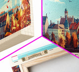 Kiel Germany Panoramic Travel Poster, Framed Canvas Print or Metal Wall Art, Travel Art, Home Decor, Panoramic Painting, Midcentury Art