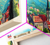 Kraljevo Serbia Panoramic Travel Poster, Framed Canvas Print or Metal Wall Art, Travel Art, Home Decor, Panoramic Painting, Midcentury Art