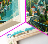 Nalchik Russia Panoramic Travel Poster, Framed Canvas Print or Metal Wall Art, Travel Art, Home Decor, Panoramic Painting, Midcentury Art