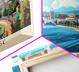 Novorossiysk Russia Wall Art, Panoramic Travel Poster, Panoramic Framed Canvas Print, City Wall Art, Wall Hanging Home Decor, Travel Art