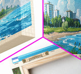 Tolyatti Russia Panoramic Travel Poster, Framed Canvas Print or Metal Wall Art, Travel Art, Home Decor, Panoramic Painting, Midcentury Art