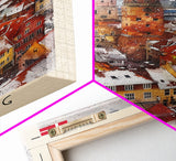 Vibrant Aalst Belgium Cityscape Reflection, Framed Canvas Print, Perfect for Bedroom Art, Boho Style, Home Decor Wall Art