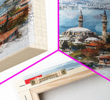 Majestic Adana Turkey Mosque View, Framed Canvas Print, Ideal for Living Room Art, Cultural Decor, Home Decoration