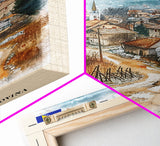 Brčko Bosnia Travel Poster Framed Canvas Print, Cityscape Art, Wall Decor, Travel Print, Watercolor Painting, Urban Scene Art