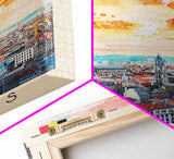 Brussels Belgium Travel Poster Framed Canvas Print, Abstract Sunset, Wall Art, Modern Home Decor, Travel Print, Watercolor Painting, Art Piece