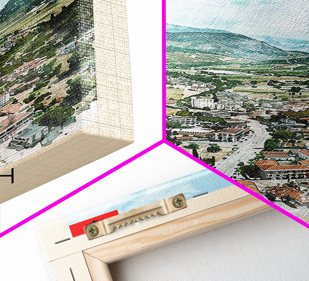 Elbasan, Albania Framed Canvas Print. Mountain Charm Wall Art for Living Room or Bedroom, Scenic Travel Poster Decor.