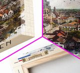 Groningen Netherlands Cityscape Art, Framed Canvas Print, Living Room Wall Art, Travel Poster, Home Decoration, Dutch Wall Art