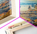 Linz Austria Travel Poster Framed Canvas Print, Scenic Landscape, Watercolor Painting, Wall Art, Home Decoration, Travel Print, Artistic Gift