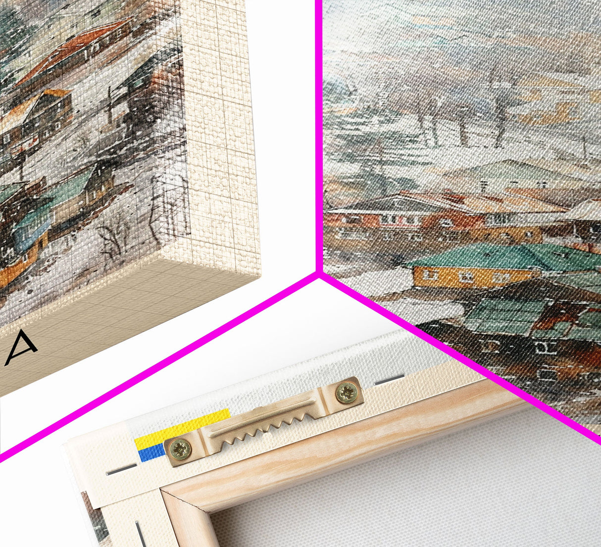 Makiivka Ukraine Travel Poster Framed Canvas Print, Urban Landscape, Watercolor Painting, Wall Art, Home Decoration, Travel Print, Unique Art