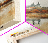 Münster Germany Travel Poster Framed Canvas Print, Historic Architecture, Watercolor Painting, Wall Art, Interior Design, Travel Print, Unique Art