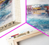 Nizhnevartovsk Russia Framed Canvas Print, Scenic Travel Poster, Watercolor Painting, Wall Art, Home Decor, Russian Landscape, Urban Style