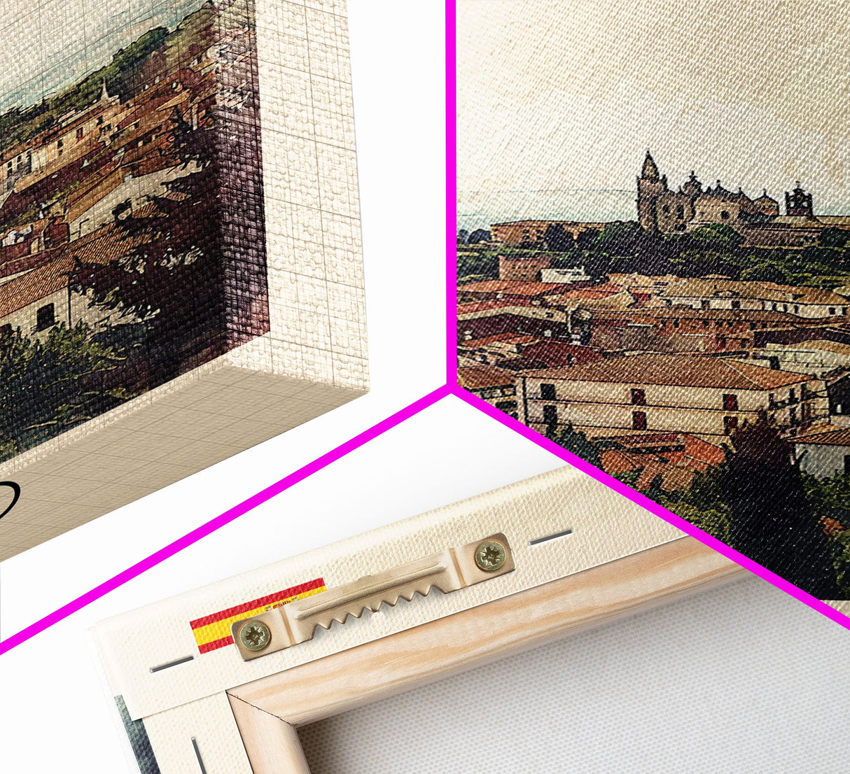 Oviedo Spain Travel Poster Framed Canvas Print, Watercolor Painting, Scenic Wall Art, Home Decor, Spanish Cityscape, Classic Art