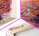 Pamplona Spain Travel Poster Framed Canvas Print, Watercolor Painting, Urban Wall Art, Home Decor, Spanish Architecture, Classic Art
