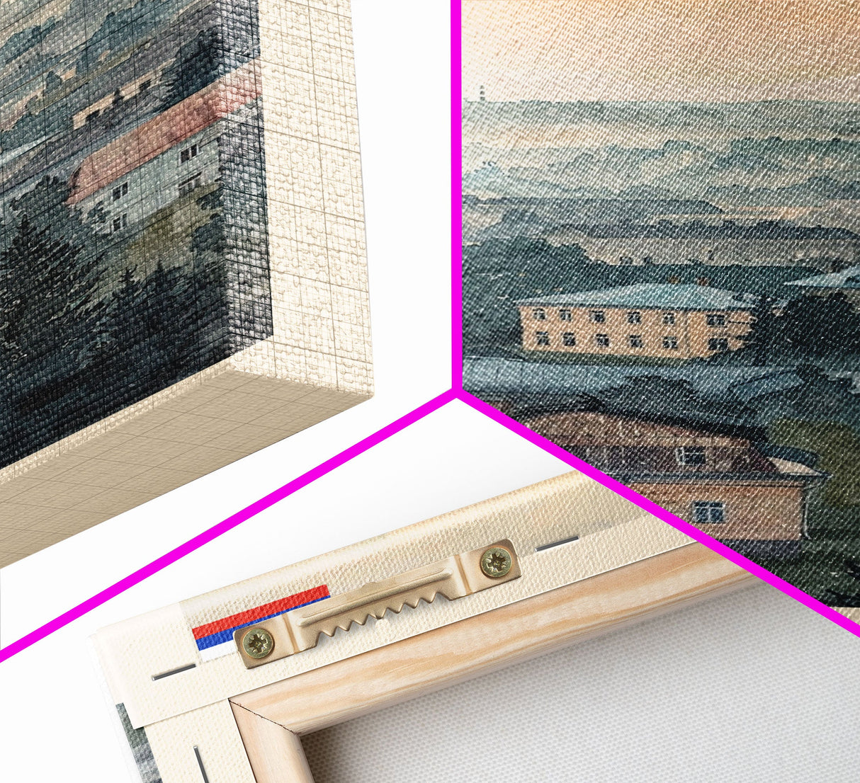 Perm Russia Travel Poster Framed Canvas Print, Watercolor Painting, Scenic Wall Art, Home Decor, Russian Landscape, Urban Art