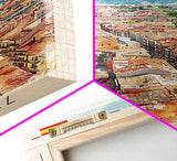 Sabadell Spain Travel Poster Framed Canvas Print, Watercolor Painting, Scenic Wall Art, Home Decor, Spanish Landscape, Artistic Art