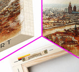 Stuttgart Germany Travel Poster Framed Canvas Print, Watercolor Painting, Urban Wall Art, Home Decor, German Cityscape, Modern Art