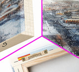 Vsters Sweden Travel Poster Framed Canvas Print, Watercolor Painting, Urban Wall Art, Home Decor, Swedish Cityscape, Modern Art