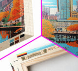 Frankfurt Germany Travel Poster Framed Canvas Print, Midcentury Modern Art, Pop Art Wall Decor, Scenic Wall Art, Living Room Decoration, Office Gift