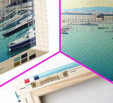 Le Havre France Travel Poster Framed Canvas Print, Midcentury Modern Art, Pop Art Wall Decor, Scenic Bedroom Art, Office Decoration
