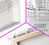 Gilbert City Map, Arizona Map, Map Art, Minimalist Art, Wall Art, Canvas Art, Lake House Décor, Ranch House Décor, Dorm Wall Décor, Home Art