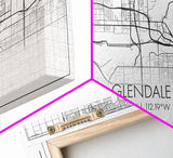 Glendale City Map, Arizona Map, Map Art, Minimalist Art, Wall Art, Canvas Art, Cabin Wall Décor, Entryway Décor,  Room Décor, Gifts For Her