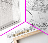 Hamburg City Map, Germany Map, Map Art, Minimalist Art, Wall Art, Canvas Art, Europe Wall Art, Gifts For Dad, Office Wall Art, Unique Art