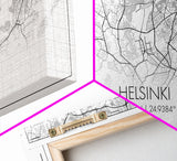 Helsinki City Map, Finland Map, Map Art, Minimalist Art, Wall Art, Canvas Art, Europe Art, Gift For Girls, Large Canvas Art, Travel Wall Art