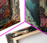 Ghostly Figure at Haunted Door Framed Canvas Print, Halloween Spirit Decor, Spooky Ghost Art, Haunted House Wall Art, Creepy Ghostly Print