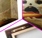 Ghostly Hot Dog Thief, Cute Lil Ghost Eatin' a Dog, The Hot Dog Ghost, Haunted Hot Dog Thief, Framed Canvas Print, Halloween Art