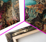 Halloween Zombie Eating Pizza, Framed Canvas Print, Wall Art, Living Room Decor, Spooky, Zombie Art, Original Painting, Home Decor