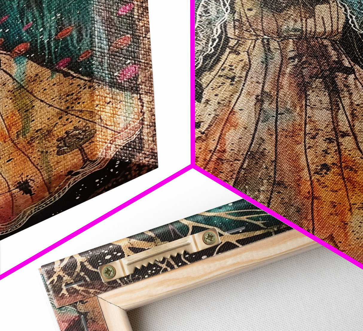 Halloween Veiled Ghost in Cemetery, Framed Canvas Print, Wall Art, Living Room Decor, Spooky, Ghost Art, Original Painting, Home Decor