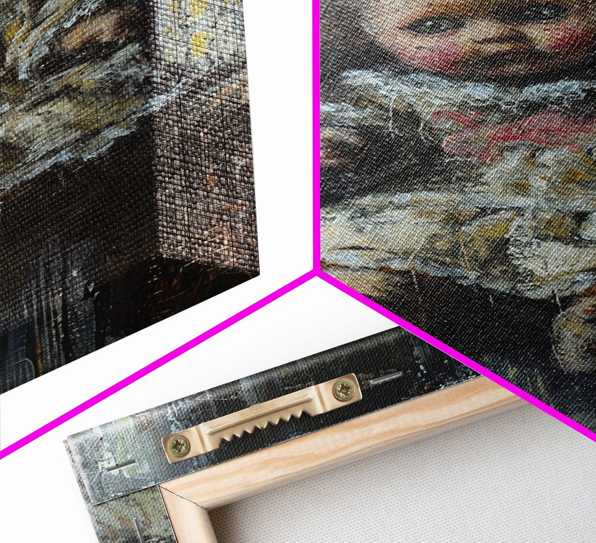 Halloween Girl Eating Macaron Framed Canvas Print, Whimsical Spooky Decor, Living Room Art, Fun Halloween Wall Art, Home Decoration