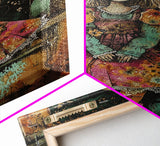 Halloween Witch in Forest Framed Canvas Print, Spooky Decor, Living Room Art, Whimsical Halloween Wall Art, Home Decoration, Retro Style Art