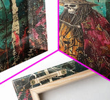 Halloween Skeleton with Spider Webs, Framed Canvas Print, Wall Art, Spooky Decor, Halloween Decoration, Living Room Art, Unique Gift