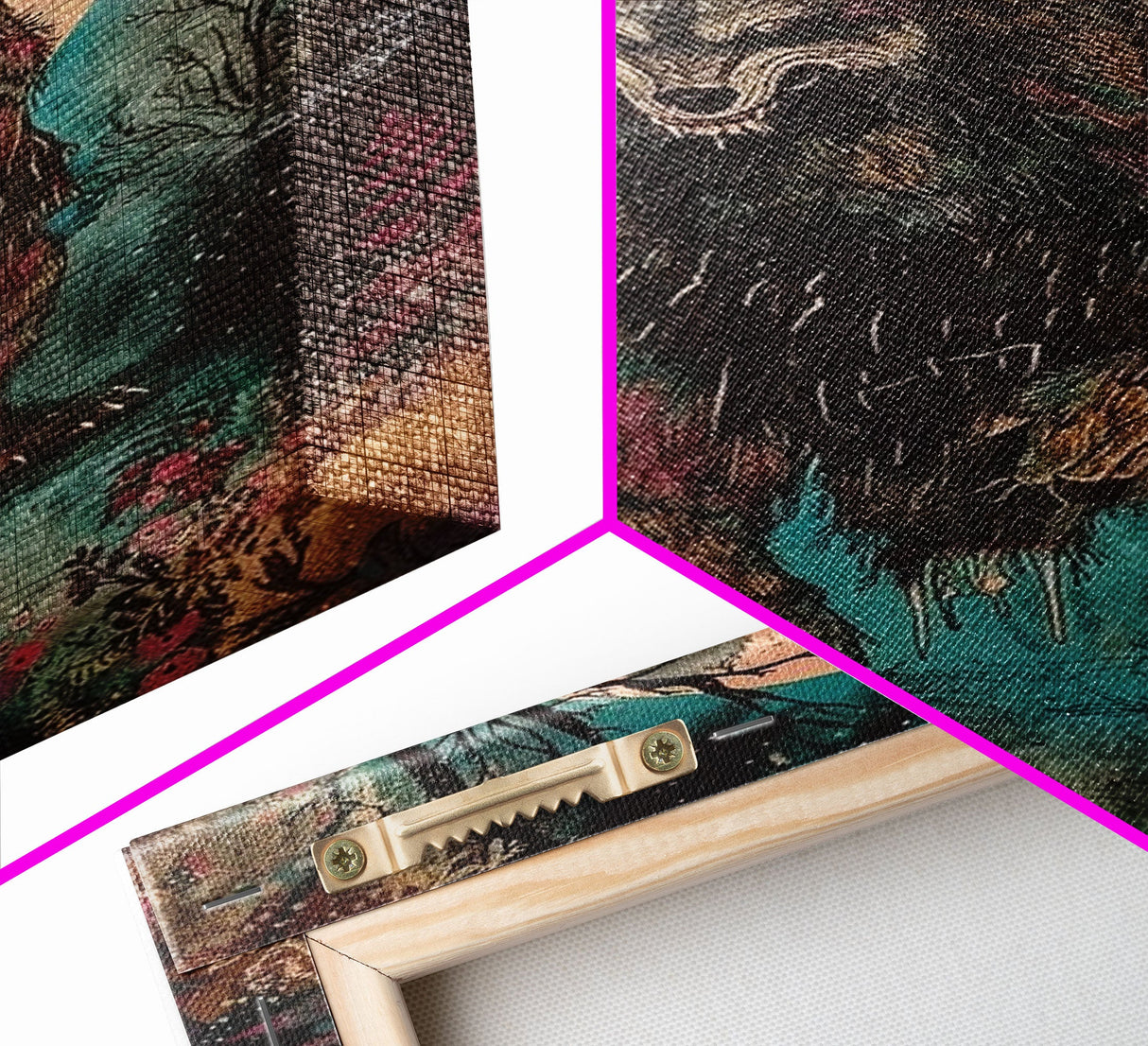 Halloween Horror Full Moon Werewolf Framed Canvas Print, Wall Art, Living Room Decor, Halloween Decor, Spooky Wall Hanging, Haunted House