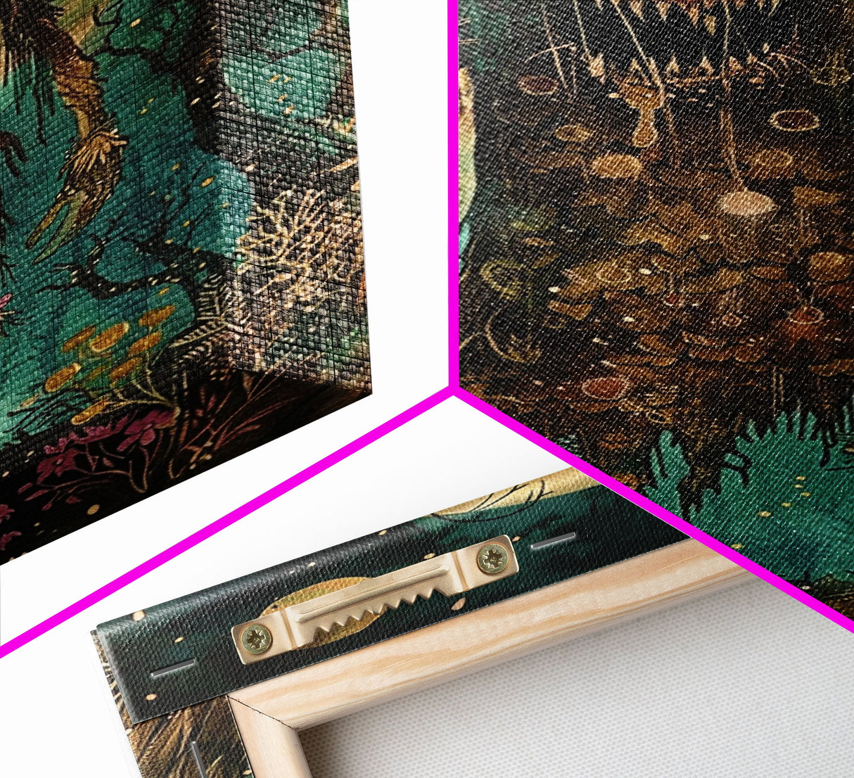 Halloween Creepy Sea Monster Framed Canvas Print, Wall Art, Living Room Decor, Halloween Decoration, Scary Creature Art, Haunted House Decor