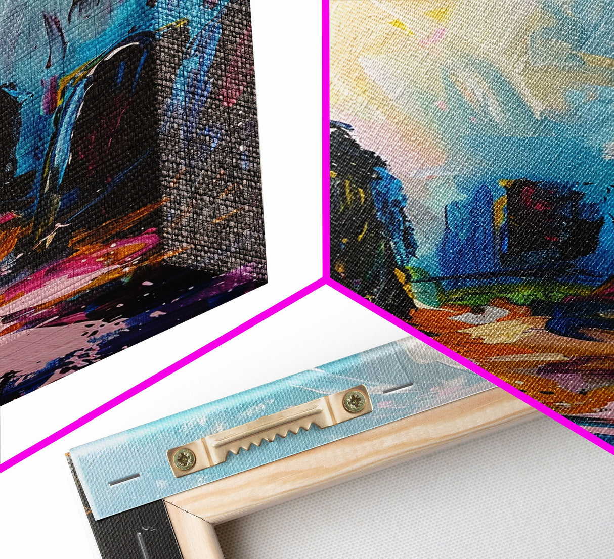 Creepy Haunted Cemetary Framed Canvas Print Halloween Art, Impasto Style Spooky Season Decor