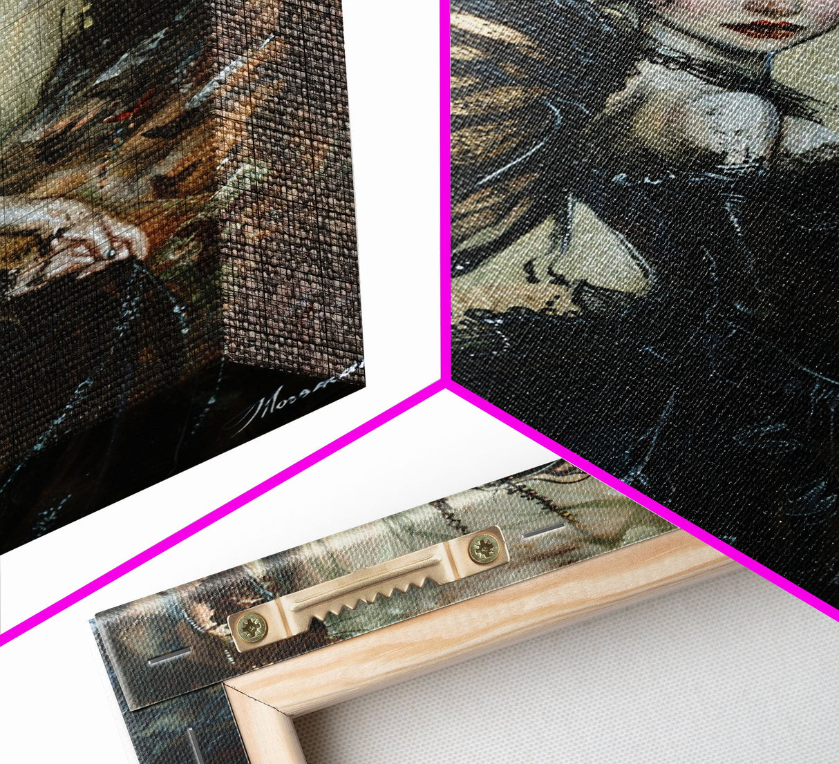 Dark Gothic Fairy with Butterfly Wings| Halloween Wall Art | Spooky Home Decor | Creepy Gothic Fairy Painting | Framed Canvas Print