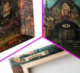 The Haunted Mausoleum, Framed Canvas Print, Spooky Season Halloween Decor, Halloween Props Wall Art, Gift For Halloween Lover