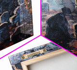 Jack-o'-Lantern Graveyard Canvas Print - Halloween Art, Spooky Home Decor, Cemtary Wall Art Pumpkin Art Halloween Decor, Framed Canvas Print