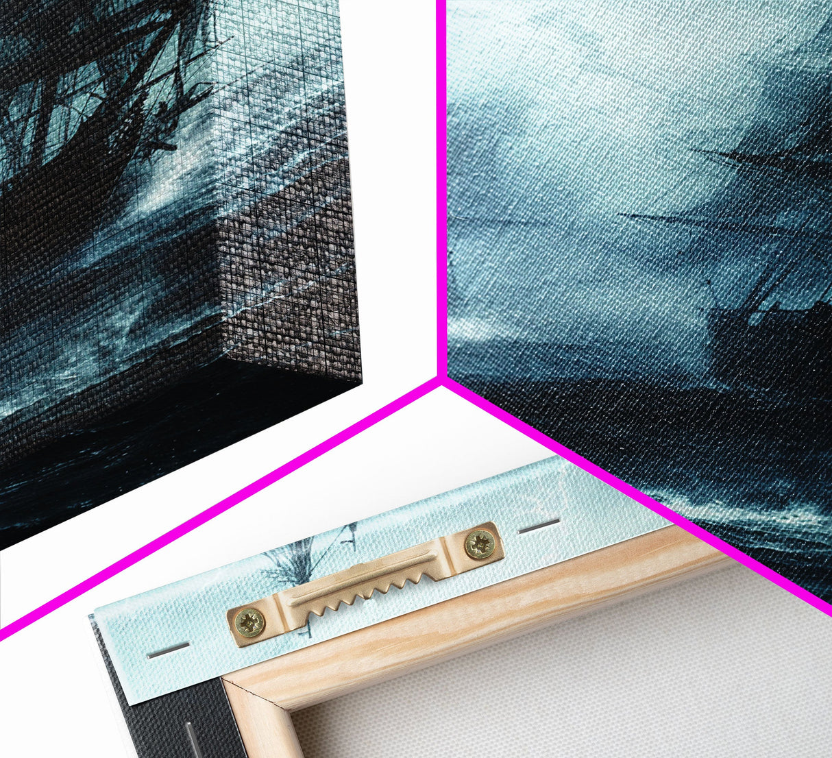 Ghost Ship in Storm Halloween Art, Spooky Maritime, Haunted Ocean, Creepy Seascape, Stormy Night, Framed Canvas Print