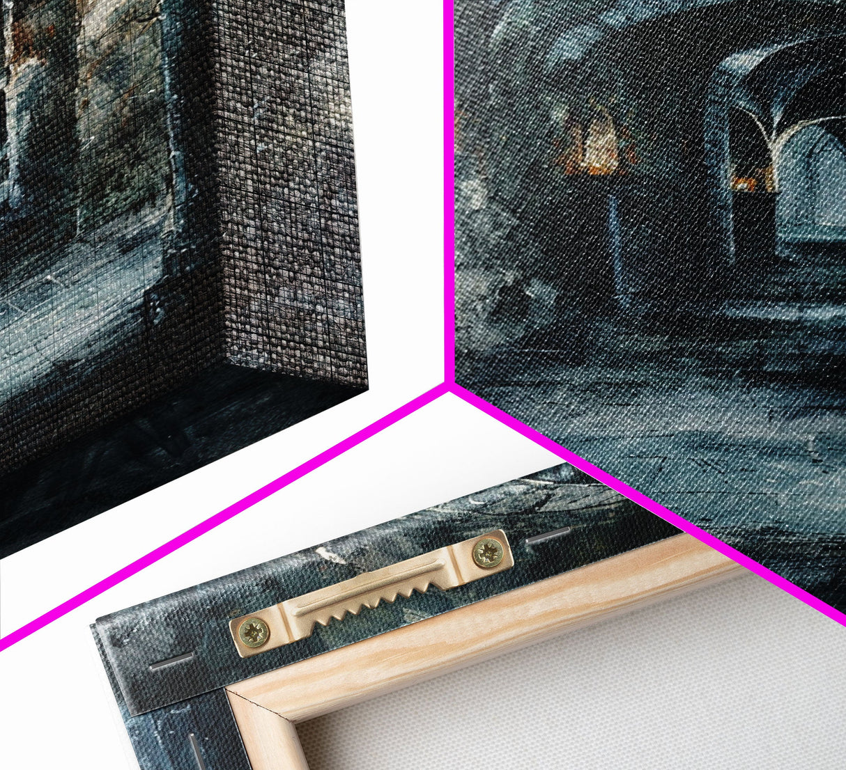 Dark Gothic Hallway Halloween Art, Spooky Hallway, Haunted Passage, Creepy Architecture, Gothic Decor, Framed Canvas Print