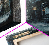 Dark Gothic Hallway Halloween Art, Spooky Hallway, Haunted Passage, Creepy Architecture, Gothic Decor, Framed Canvas Print