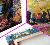 Colorful Haunted Cemetary, Springtime Halloween Mashup, Spooky Season Vibes, Framed Canvas Print, Haunted Graveyard