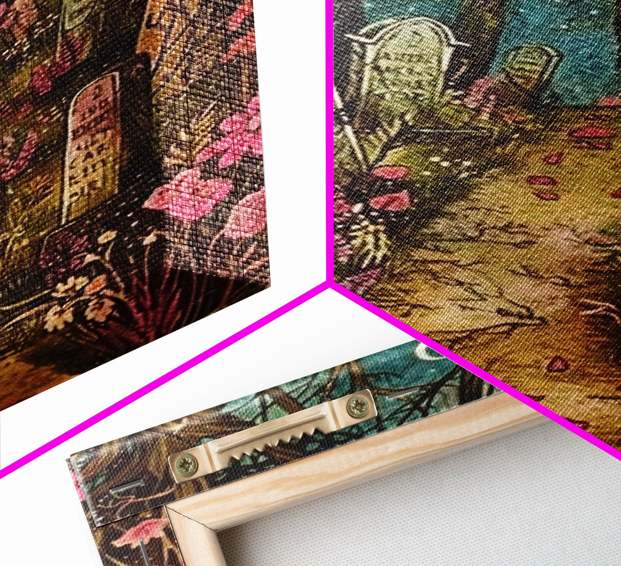 Haunted House in the Woods Framed Canvas Print, Spooky Wall Art, Halloween Haunted Mansion, Gothic Horror Decor, Framed Canvas Print