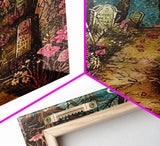 Haunted House in the Woods Framed Canvas Print, Spooky Wall Art, Halloween Haunted Mansion, Gothic Horror Decor, Framed Canvas Print