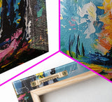 Ghostly Churchyard Framed Canvas Print, Halloween Haunted Church, Spooky Graveyard Art, Gothic Decor, Nighttime Artwork, Framed Canvas Print