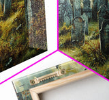 Haunted Cemetery Halloween Prop Framed Canvas Print | Spooky Season | Spooky Wall Art | Halloween Decor | Creepy Art Prints