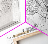 Irvine City Map, California Map, Map Art, Modern Art, Wall Art, Canvas Art, Bedroom Wall Décor, Engagement Gift, Tiny Home Décor, Home Décor